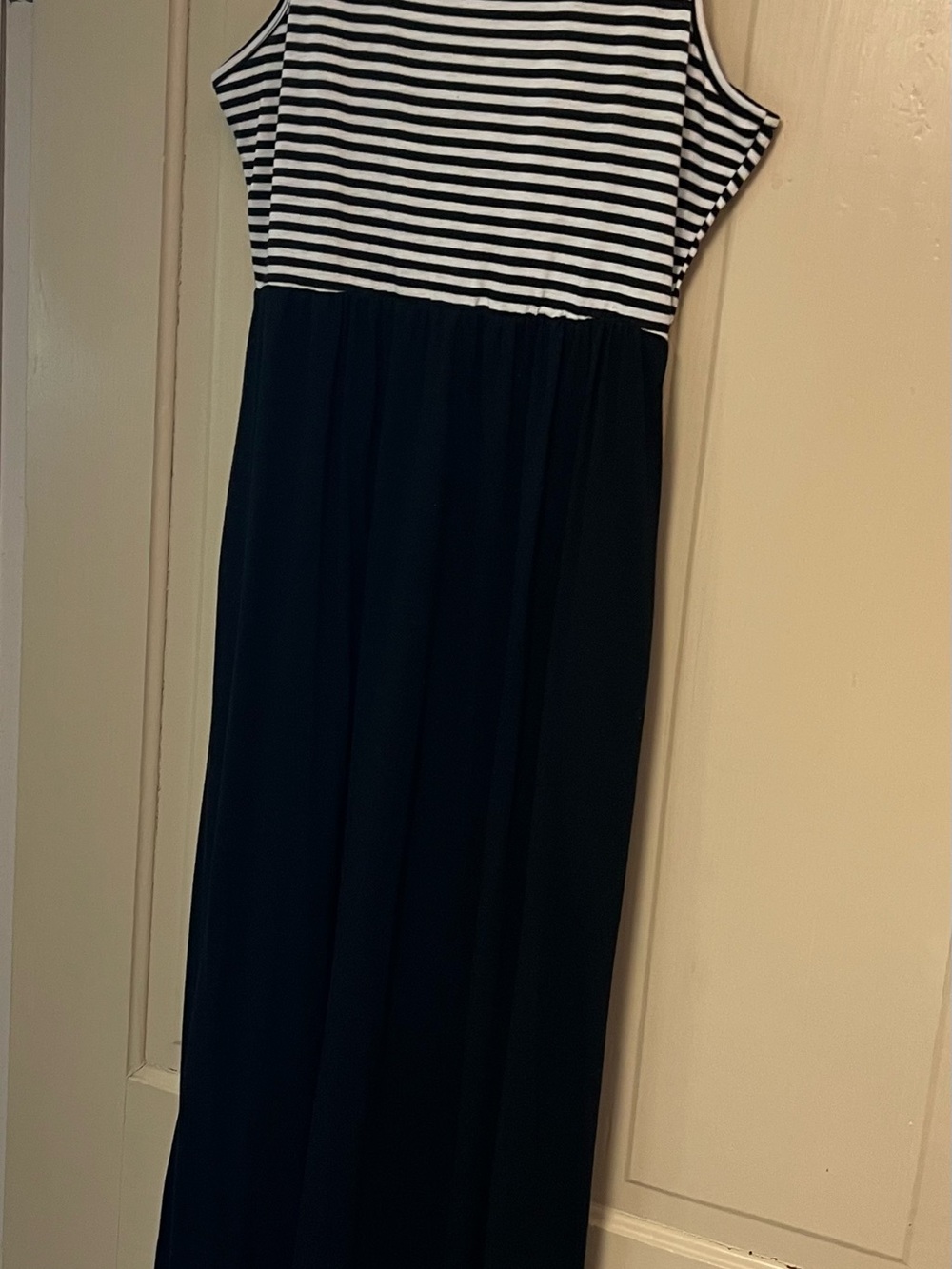 Striped Top Black Maxi Dress - Classic Sleeveless Maxi